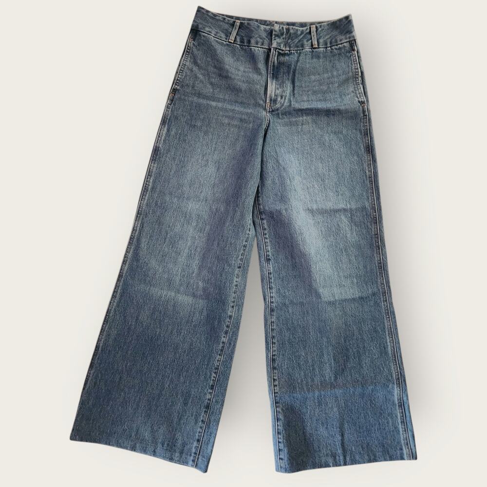 Express Wide Leg Flare Jeans - Medium Blue Denim